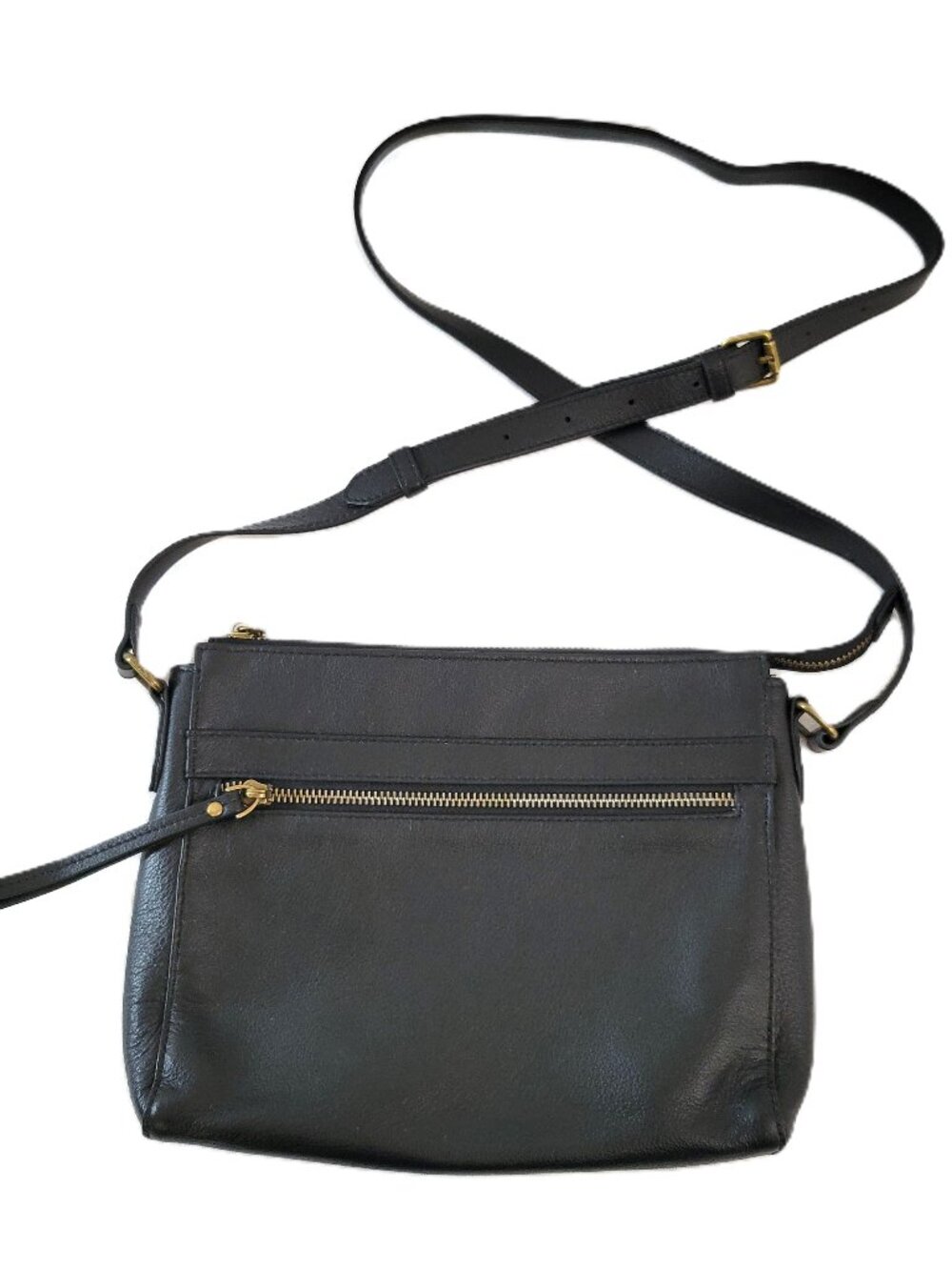 Morriloom Black Genuine Leather Hobo Handbag - Striped Lining
